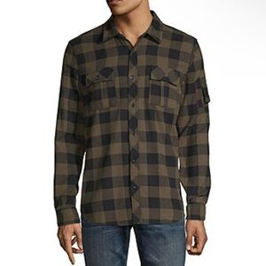 i Jeans by Buffalo Men’s Green Black Plaid Flannel Casual Relaxed Over Shirt XXL